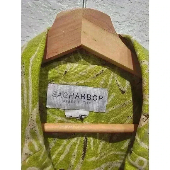 Sag Harbor  Short Sleeve Button Up Blazer Jacket Linen Blend Green Sz Small - Picture 2 of 3